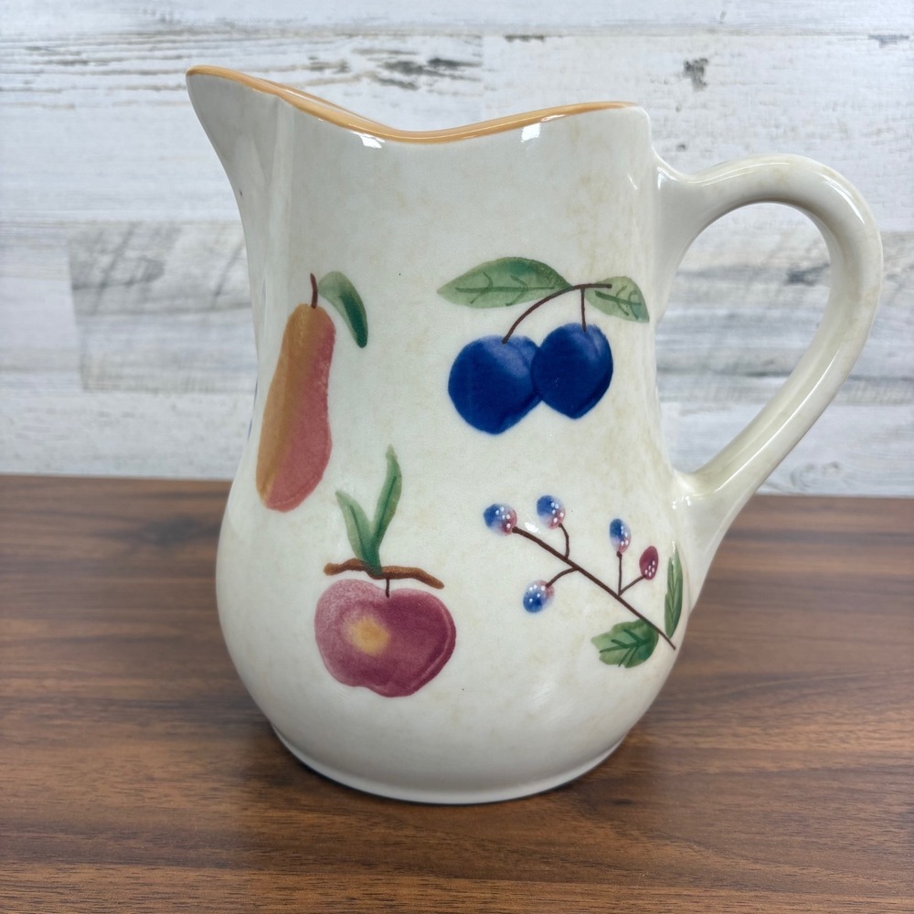 Longaberger Fruit‎ Medley Pottery Pitcher Hand Painted 80 ounces Discontinued